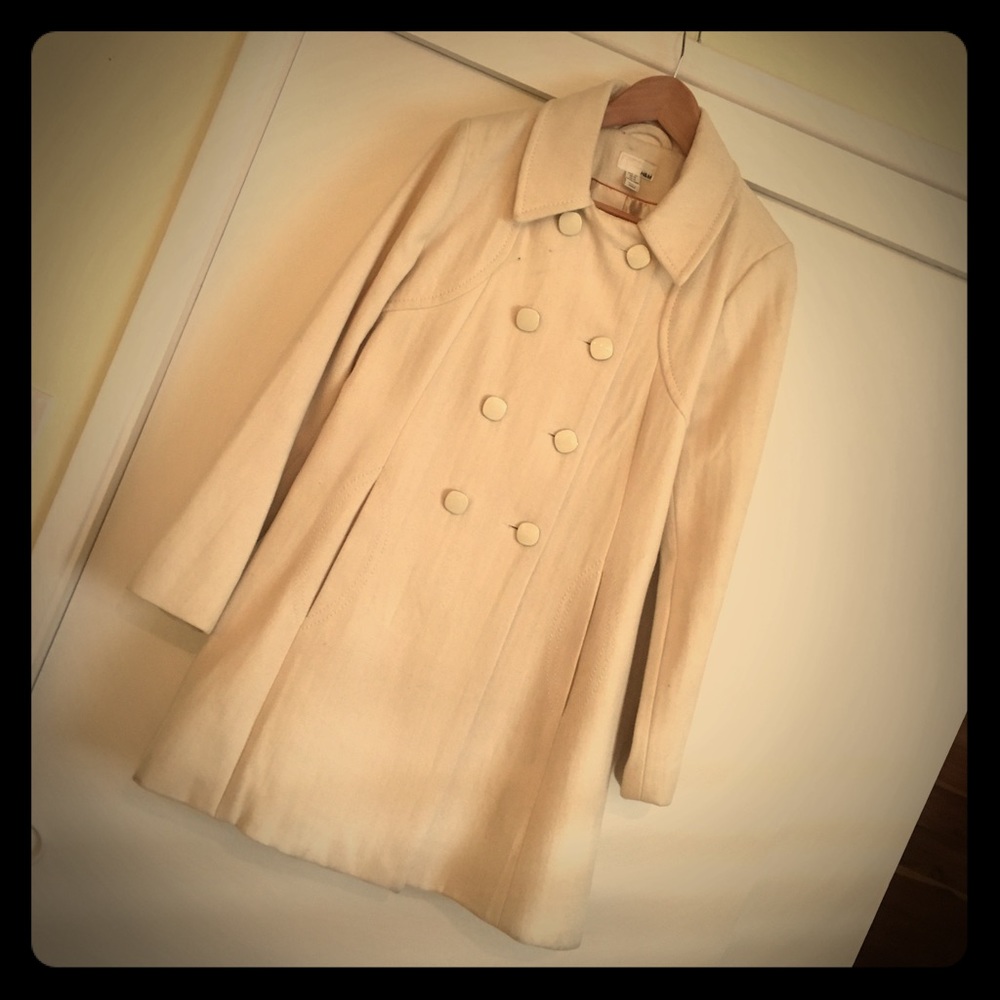 H&M cream wool vintage inspired coat