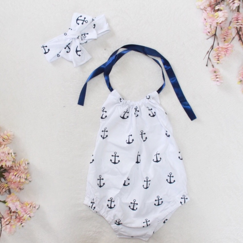 Anchor romper & headband set