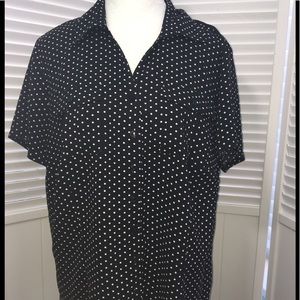 Polka dot button down work attire