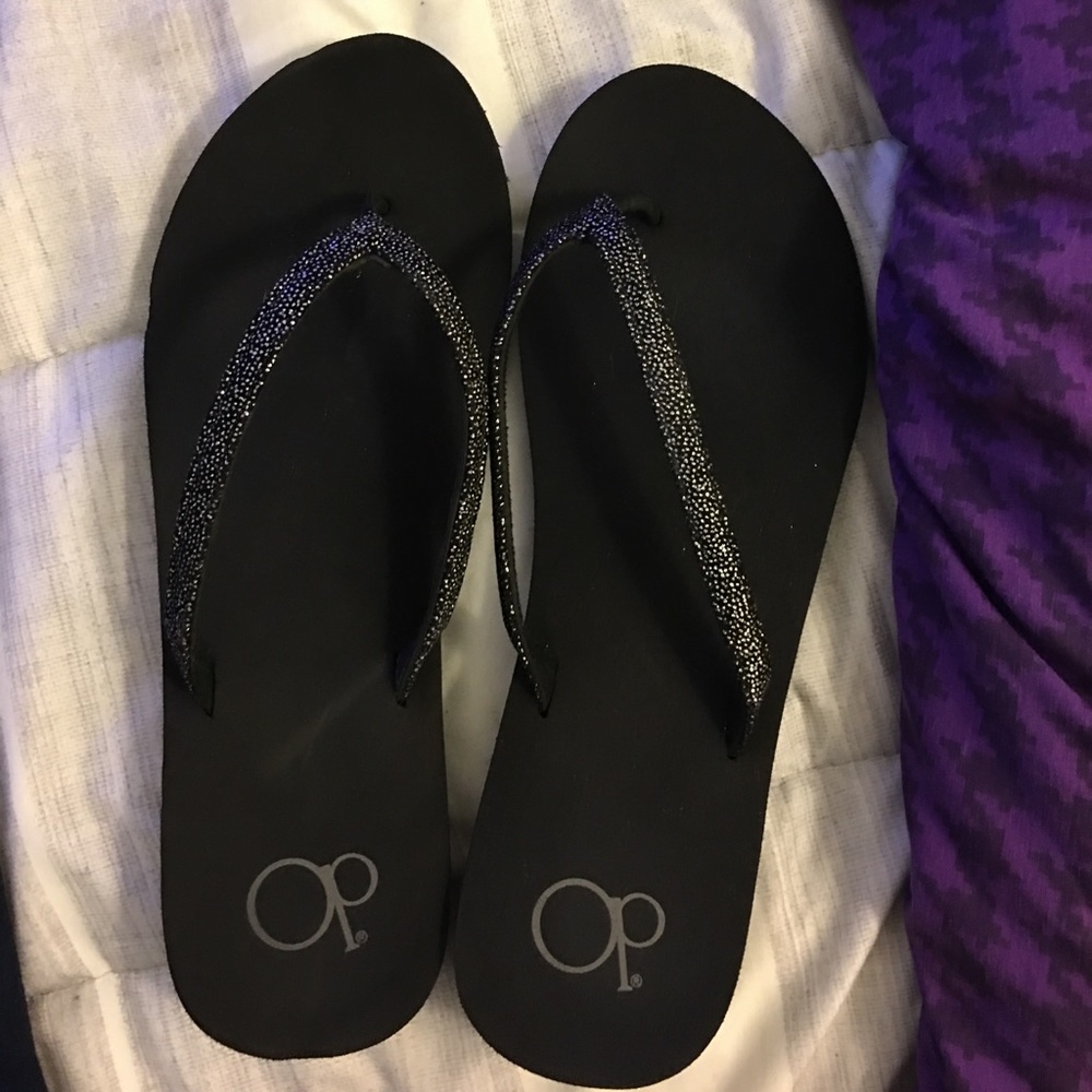Black flip flops