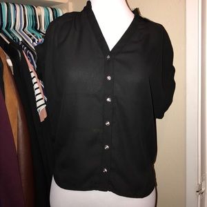 NWT Black Button Down Crop Top