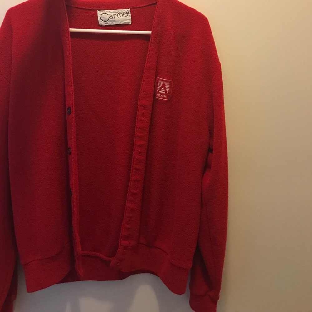 Red cardigan