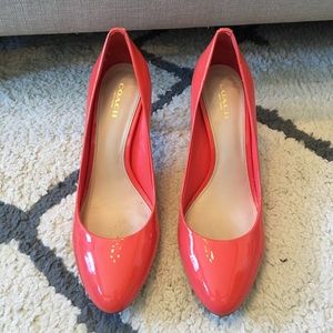 Coral Colored Coach Pumps - Barely Worn