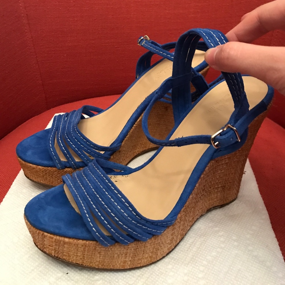 J.Crew Blue Strappy Wedges