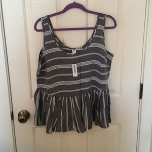Gray and White Striped Peplum Tank Top