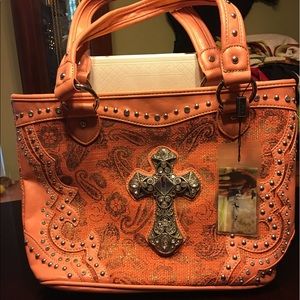 Western style purse with rhinestones