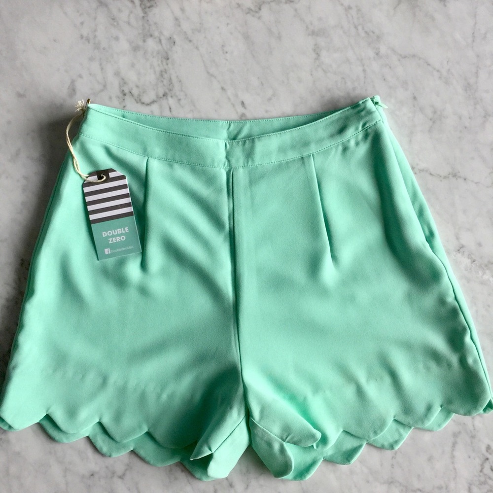 Double Zero Mint Scalloped Shorts - Picture 2 of 4