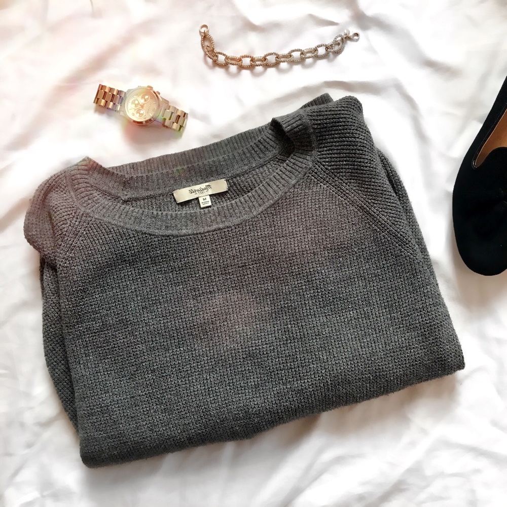 Madewell Grey Waffle Knit Sweater