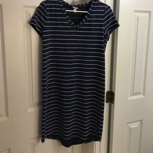 Blue and white striped dress