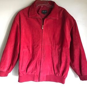 Vintage Suede bomber coat red