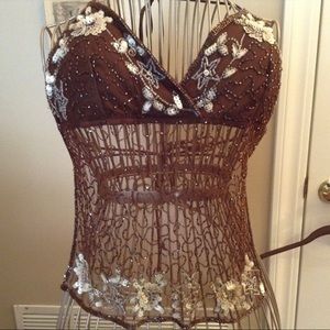 Sparkly Chocolate Brown Halter Top.