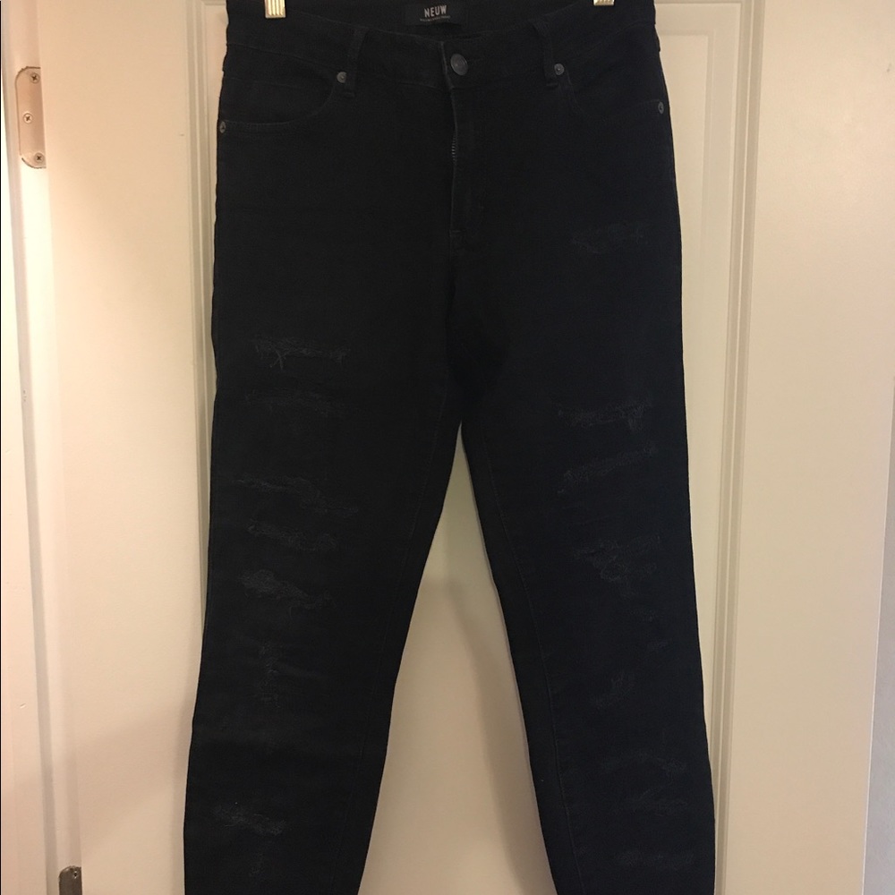 Neuw "Razor Skinny" black distressed jeans