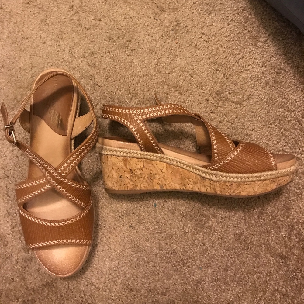 Brown wedge sandals