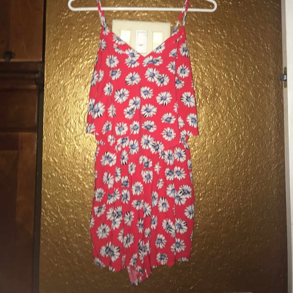 red floral romper