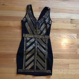 Gold Embroidered Bodycon Dress