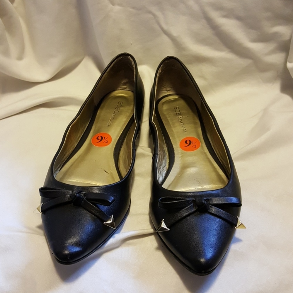 BCBG Black Leather Flats