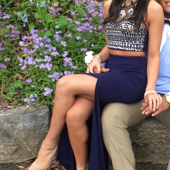 Dark Blue 2-Piece prom dress - Picture 5 of 5