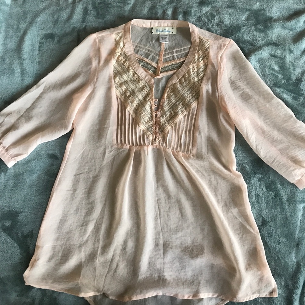 Peach Lace Tunic Style Shirt