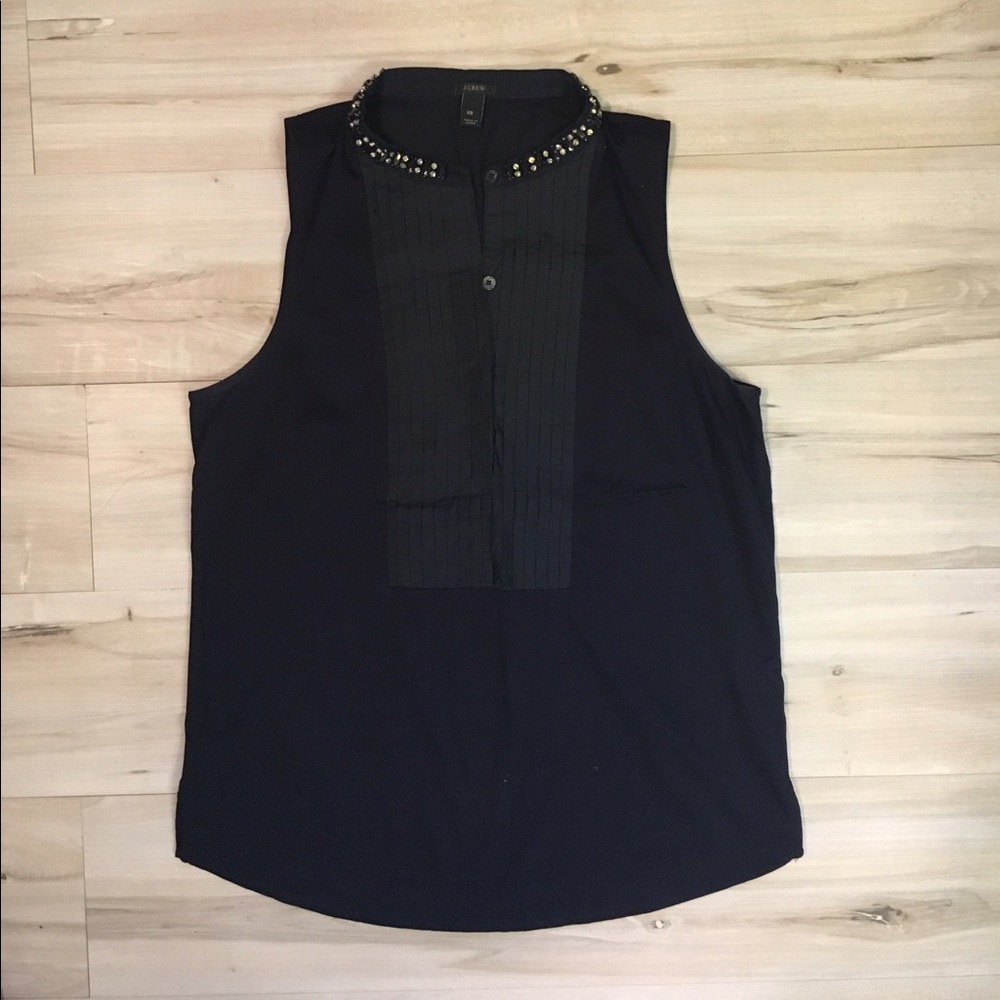 JCrew Navy jewel collar tuxedo Top Sz XS