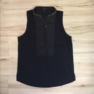 JCrew Navy jewel collar tuxedo Top Sz XS