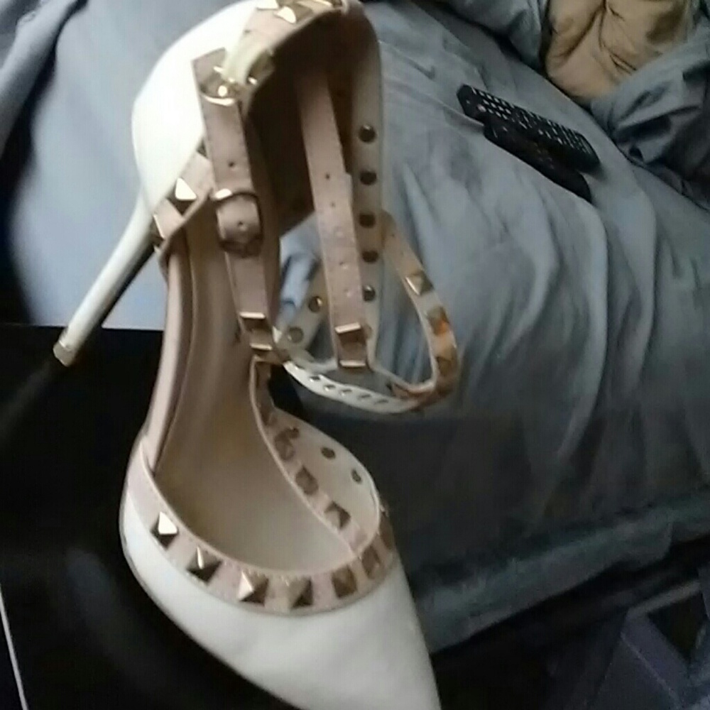 Cream and tan heels