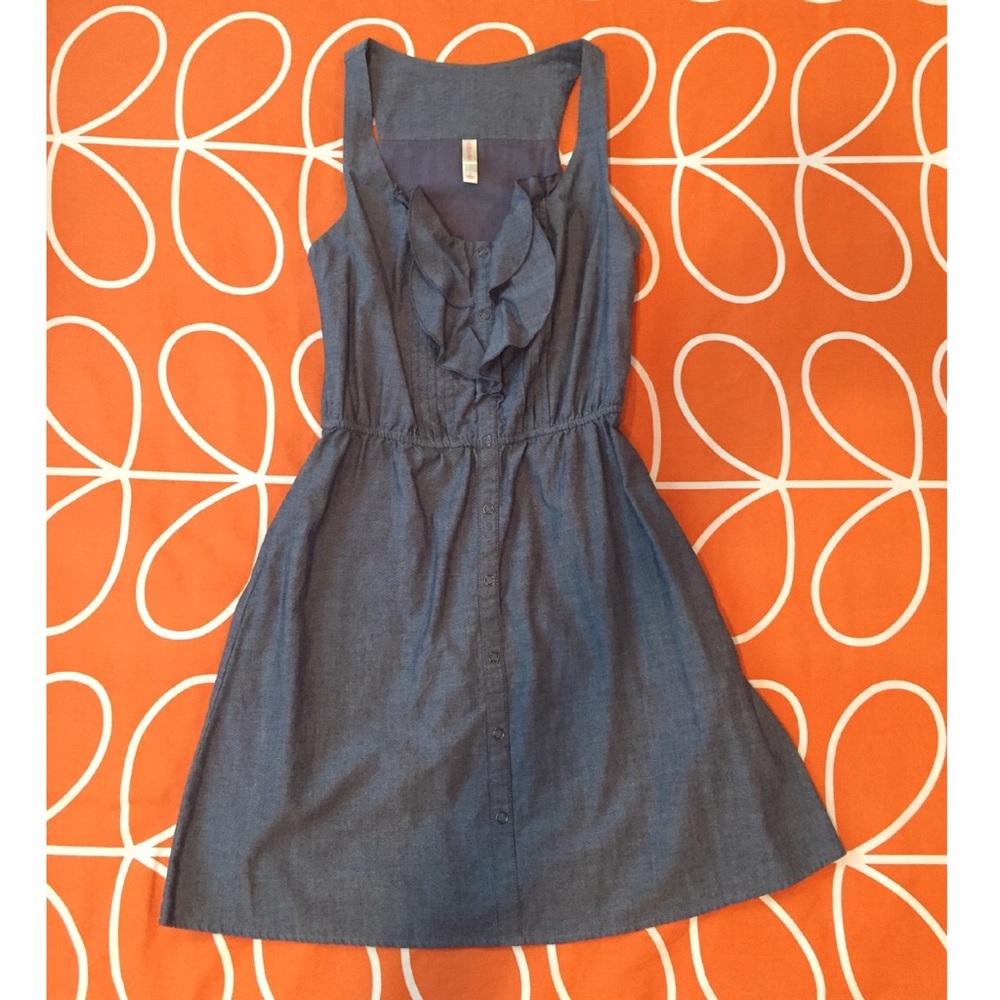 Ruffle Chambray Sleeveless Dress