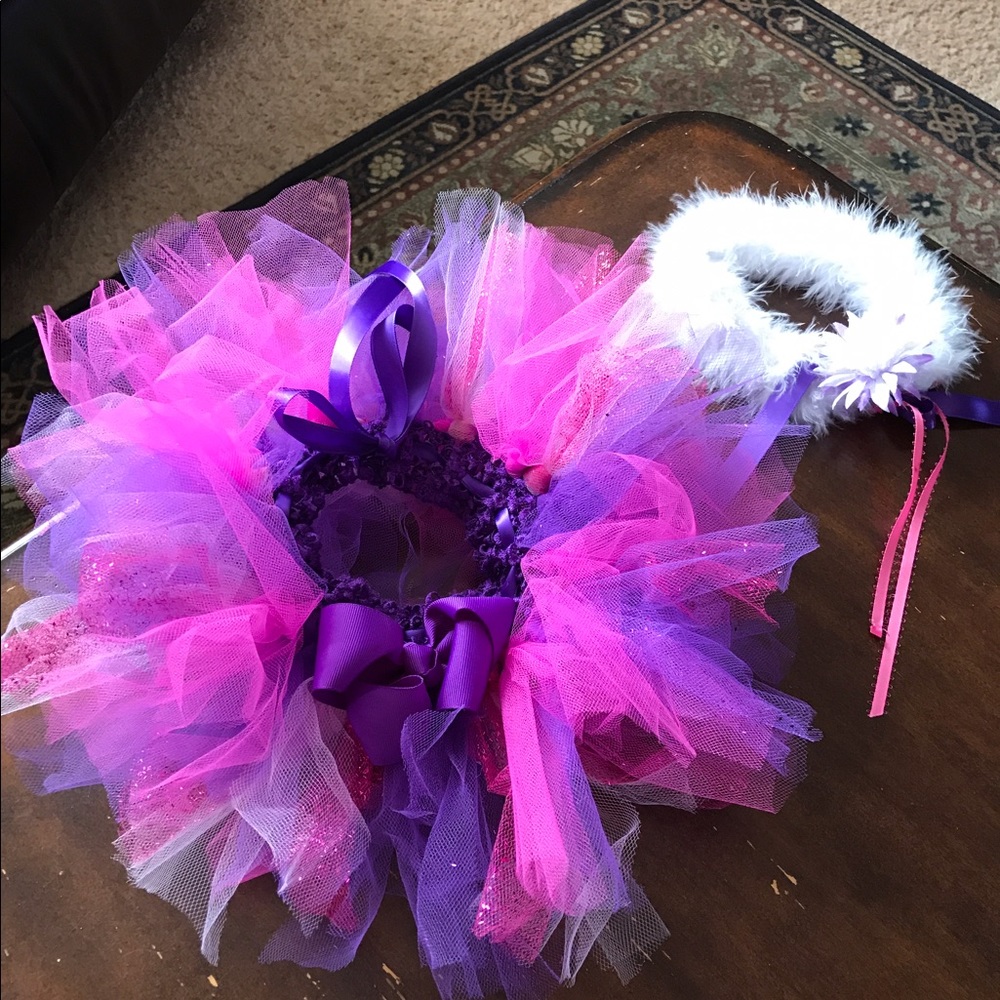 Newborn tutu and furry halo to match from