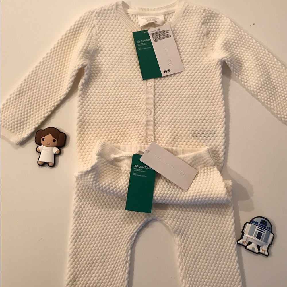 NWT H&M Organic Cotton Cardigan Sweater Set