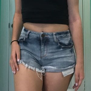 Light Wash High-Waisted Jean Shorts