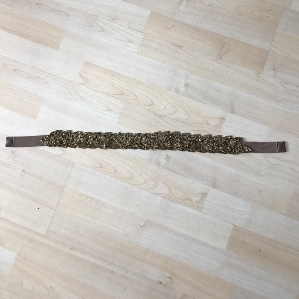 Brown/Gold Beaded Elastic Belt from Anthropologie