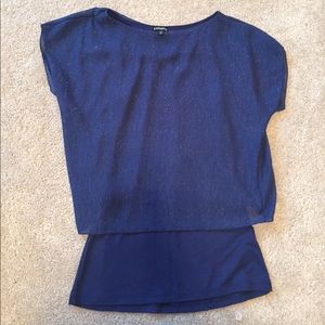 EUC Express blue top with attached cami, size XS