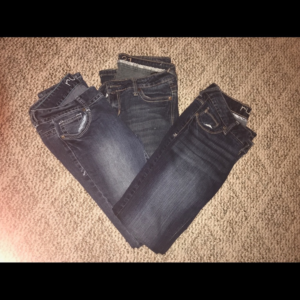 Three pairs of rue21 jeans
