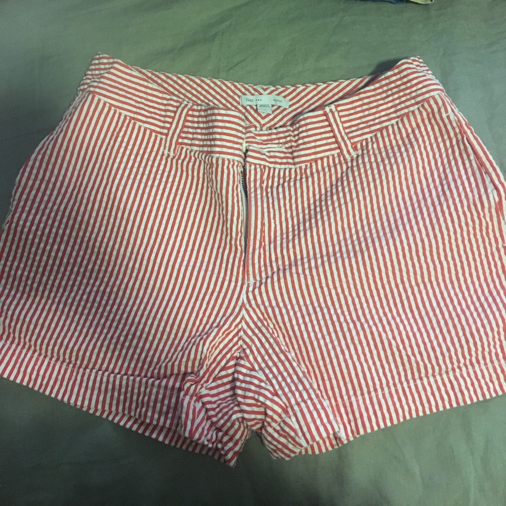 Red seersucker shorts
