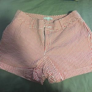 Red seersucker shorts