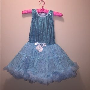 Little girl's blue sequence tutu dress