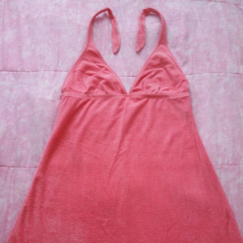 M Coral Halter Dress Swim Cover
