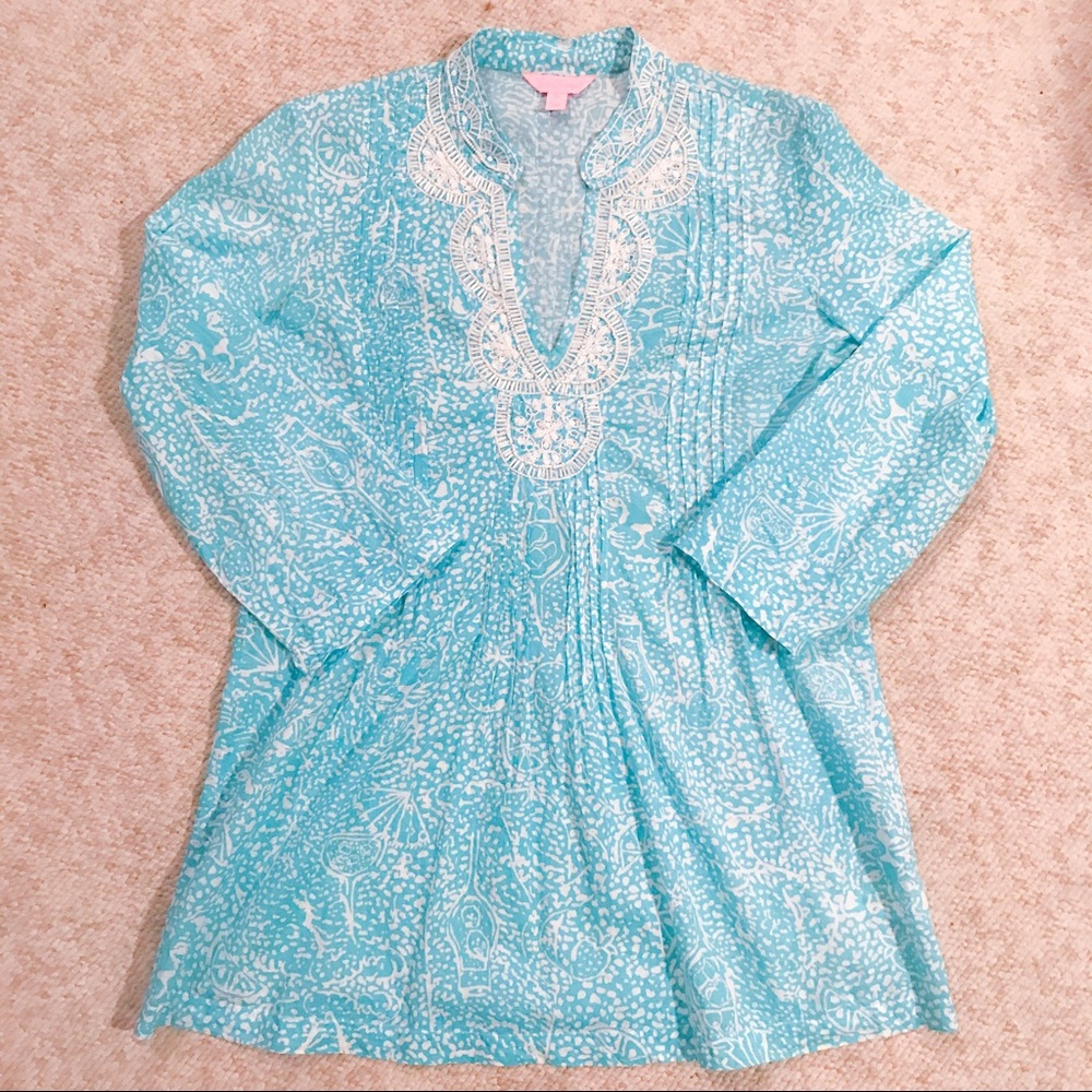 Lilly Pulitzer Sarasota Tunic, Blue Ice Cake, XS
