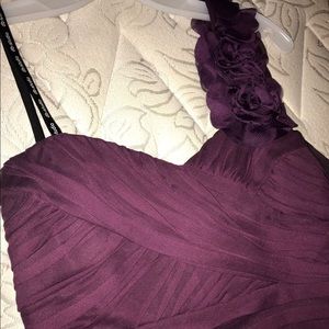 One shoulder high low purple dress