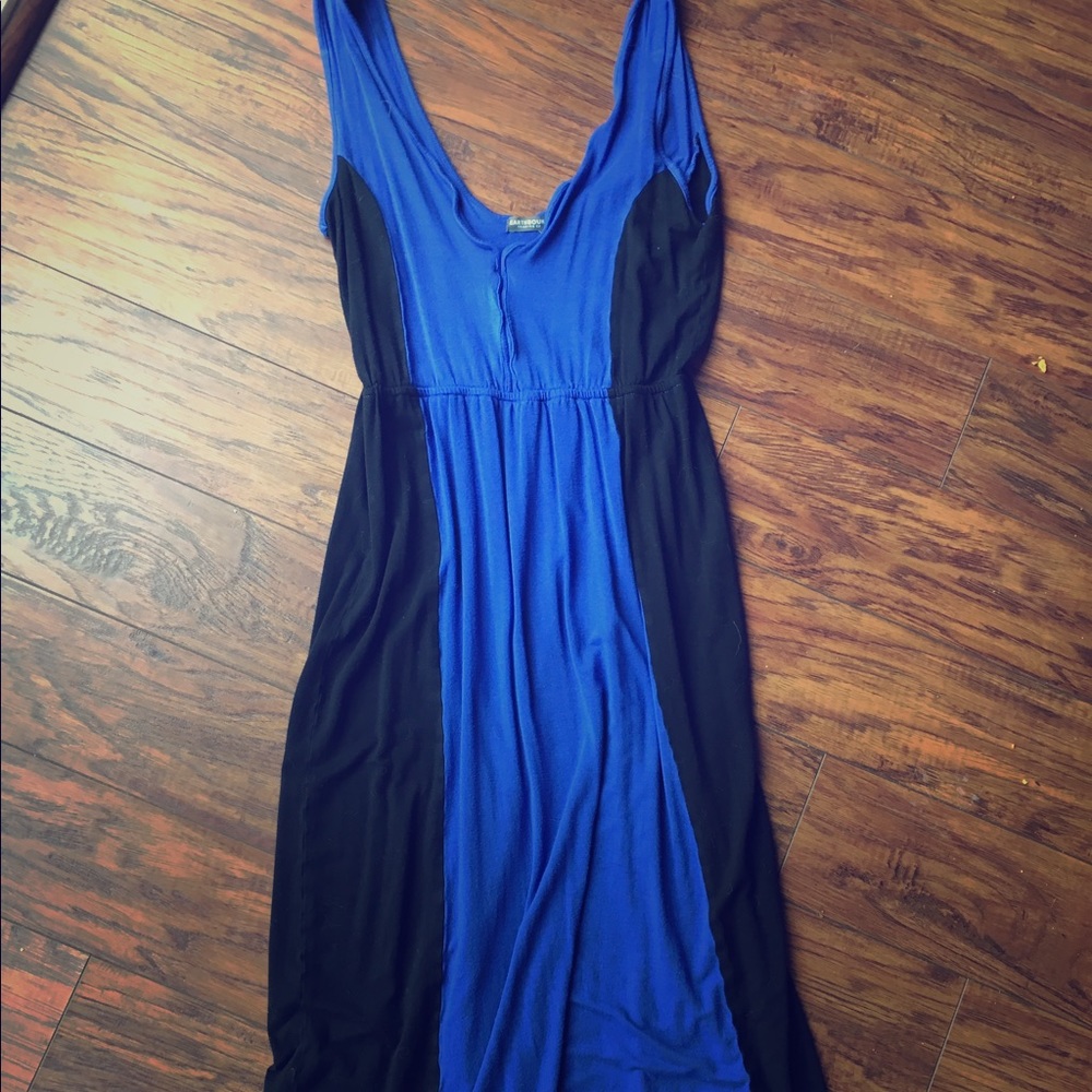 Black and blue midi tank dress