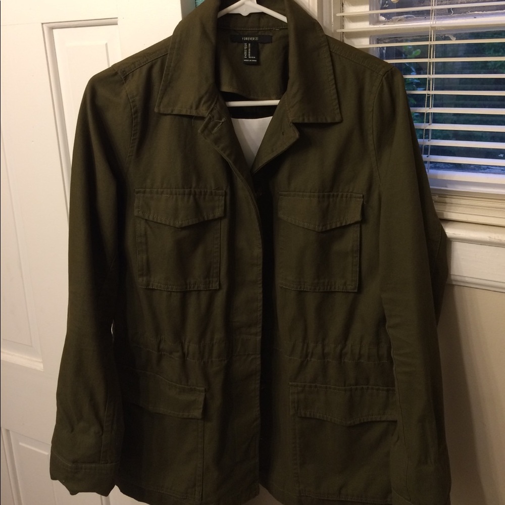 Olive green army cargo jacket