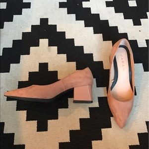 Zara block heels in rosy blush 🌺🎀