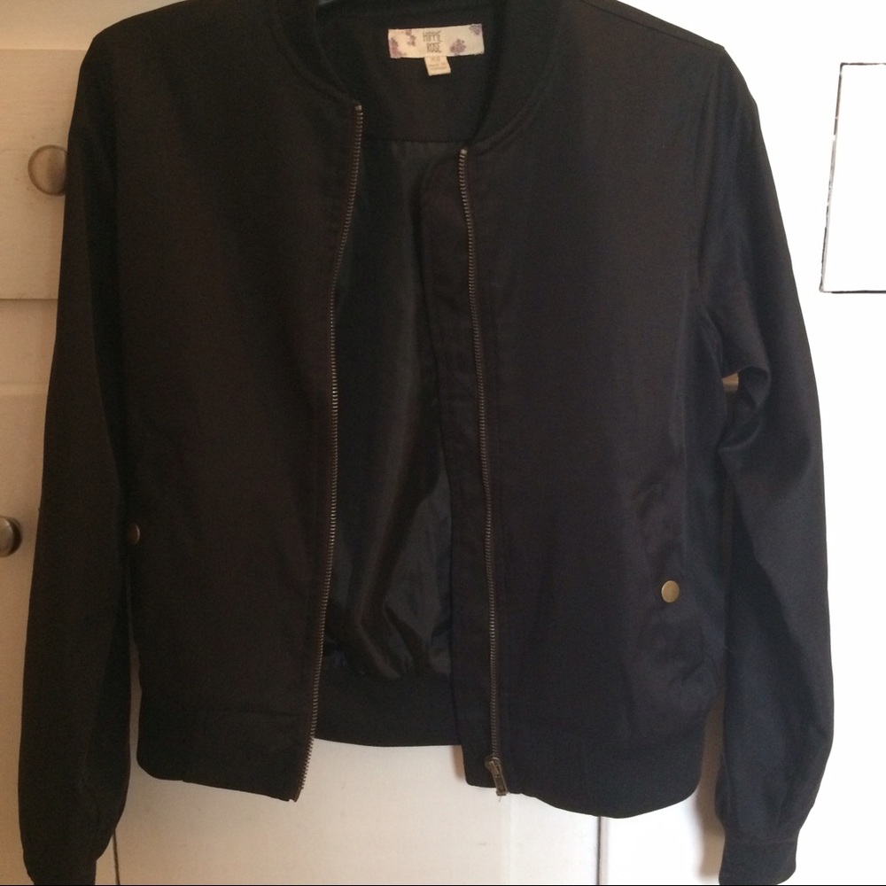 Hippie Rose Black Bomber Jacket
