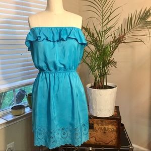 NWT Turquoise Summer Soirée Dress w/Laser cut hem
