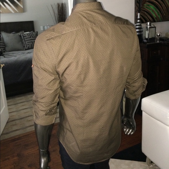 ZARA MAN - Rolled Tab Sleeve Micro Print Shirt - Picture 4 of 4