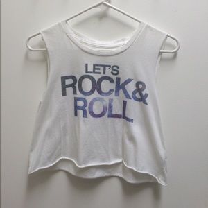 AmericanEagle 'Let's Rock & Roll' Muscle Crop Top