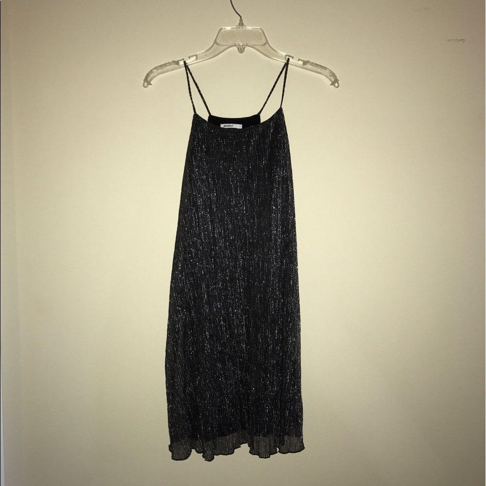 Silver & Black Spaghetti Strap Mini Dress