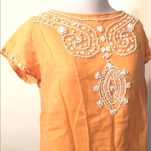 Lily Pulitzer Peach Beaded Linen cotton Dress 8