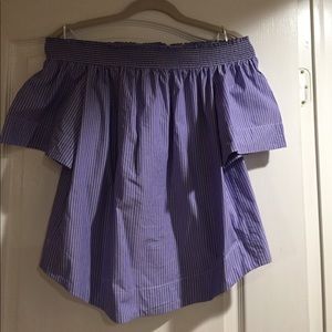 J.Crew Pinstripe Off-the-Shoulder Blouse