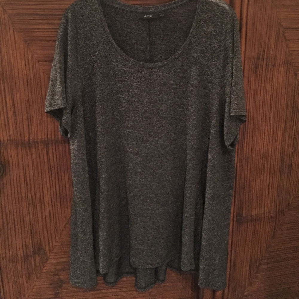 Grey 1X Apt. 9 Tunic Length Short Sleeve T