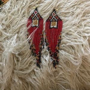 Blood Red Native Earrings